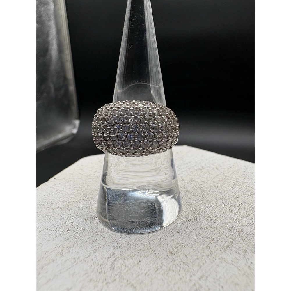 Sterling Silver 925 Pave Dome Ring Size 8 Multi Stone 7.34g - Picture 8 of 10